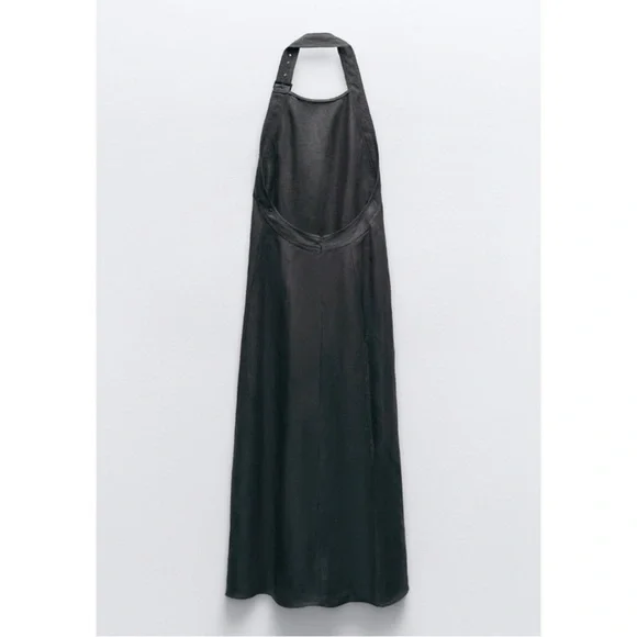 BLOGGERS FAV ZARA 100% LINEN HALTER SUMMER DRESS SIZE XS - Picture 5 of 10